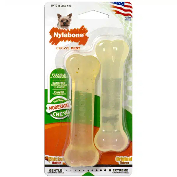 Іграшка-кістка Nylabone Flexi Chew зі смаком курки для собак до 7 кг, 9,5 см