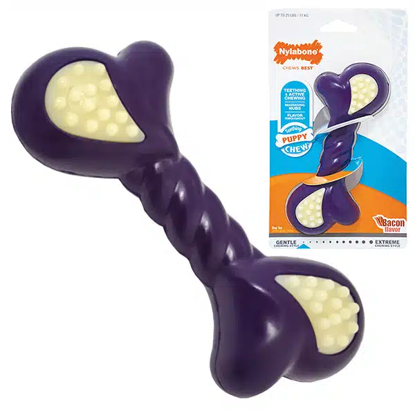 Жувальна іграшка для цуценят Nylabone Puppy Chew Double Action зі смаком бекону