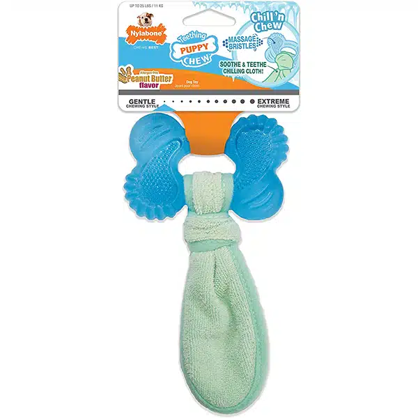 Жувальна іграшка для цуценят Nylabone Puppy Chew Freezer Bone Охолоджувальна кісточка зі смаком арахісової пасти, 25х10х2,5 см