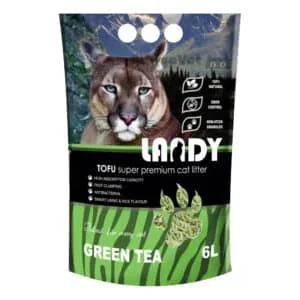 LANDY натуральный соевий наполнитель для кошачего туалета с ароматом зеленого чая 6л