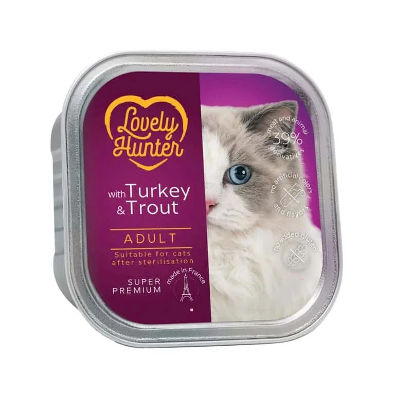 Вологий корм Lovely Hunter Sterilised з індичкою і фореллю для котів, 85 г