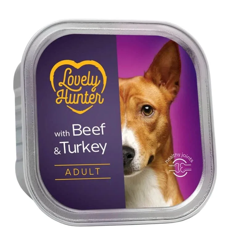 Вологий корм Lovely Hunter Adult з яловичиною та індичкою для собак, 150 г