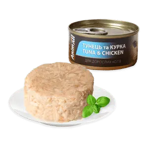 Вологий корм для котів AnimAll з тунцем і куркою, 85 г