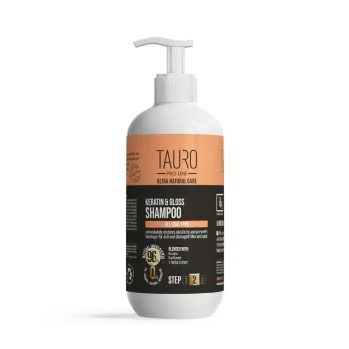 Кератиновий шампунь для шерсті собак та котів TAURO PRO LINE Ultra Natural Care Keratin & Gloss Shampoo