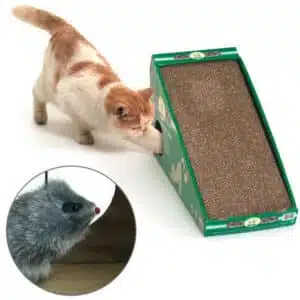 Кігтеточка Flamingo Scratching Board картонна похила з мишкою для котів