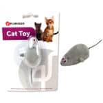 Flamingo Wind UP Mouse ФЛАМИНГО заводная игрушка для кошек, мышь на колесиках, серый велюр, 6см