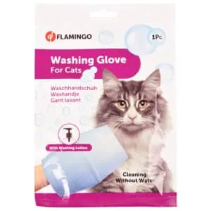 Миюча рукавиця-серветка Flamingo Washing Glove Cat для котів без води