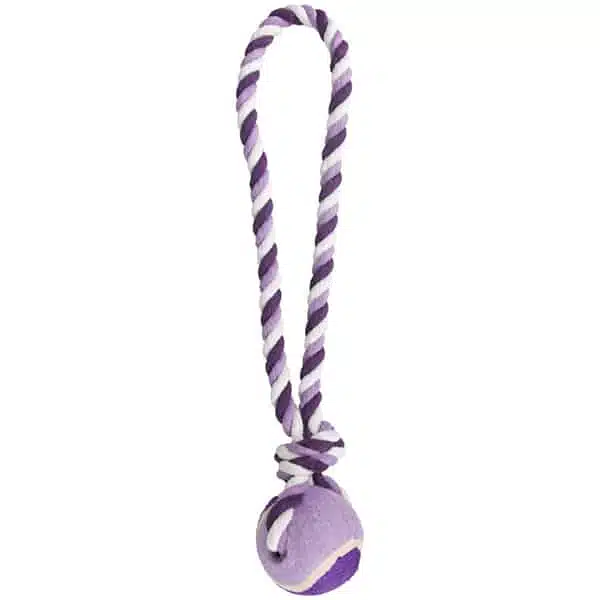 Іграшка для собак Flamingo Cotton Rope With Tennis Ball м'яч на канаті