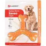 Жувальна іграшка для собак Flamingo Rubber Flexo Saveo потрійна кістка зі смаком курки, 15,5х14 см