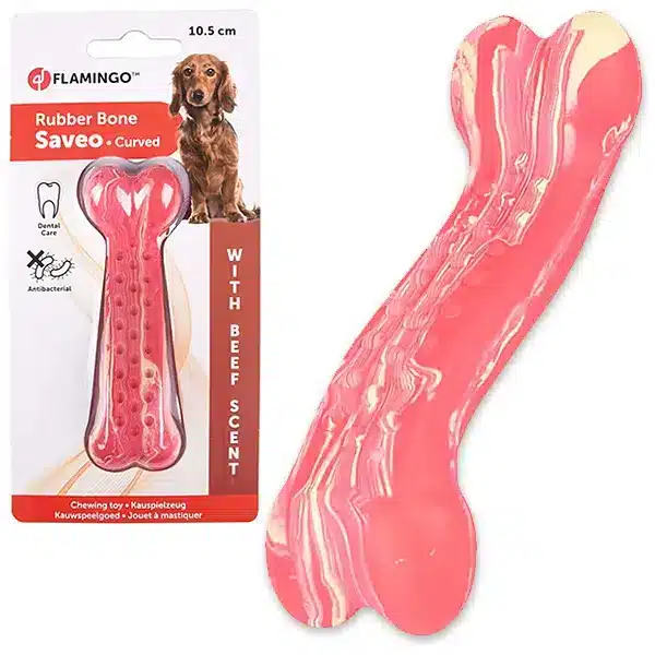 Жувальна іграшка Flamingo Rubber Saveo кістка зі смаком яловичини для собак