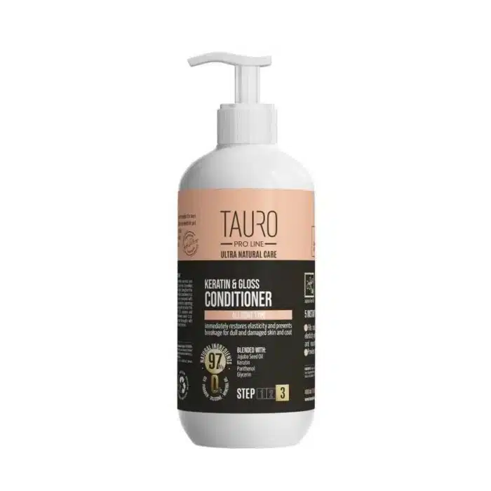 Кератиновий кондиціонер для шерсті собак та котів TAURO PRO LINE Ultra Natural Care Keratin & Gloss Conditioner