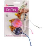 Іграшка для котів для котів Flamingo Mohaire Mouse Вовняна мишка з котячою м’ятою, 3 шт, 3,5x4x16 см