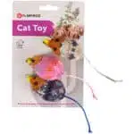 Іграшка для котів Flamingo Mohaire Mouse вовняна мишка з котячою м'ятою, 3 шт