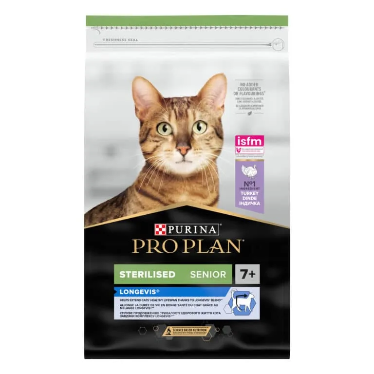 Сухий корм Pro Plan Sterilised Senior 7+ Longevis з індичкою для літніх котів