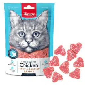 Ласощі Wanpy Chicken Jerky & Codfish Hearts для котів