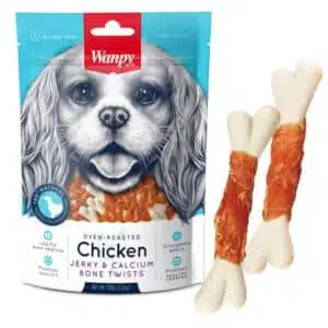 Ласощі Wanpy Chicken Jerky Calcium Bone Twists з куркою для собак, 100 г