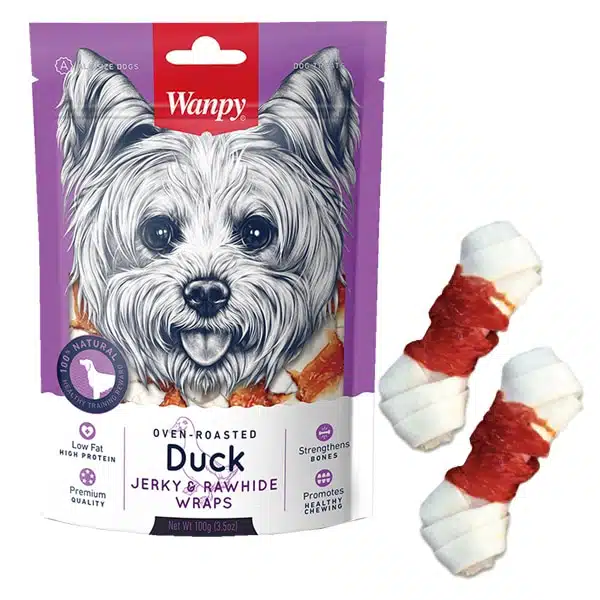 Ласощі для собак Wanpy Duck Jerky & Rawhide Wraps Кістка з вузлами та в'яленою качкою, 100 г