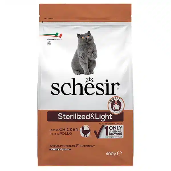 Сухий корм Schesir Sterilized&Light для стерилізованих котів з куркою