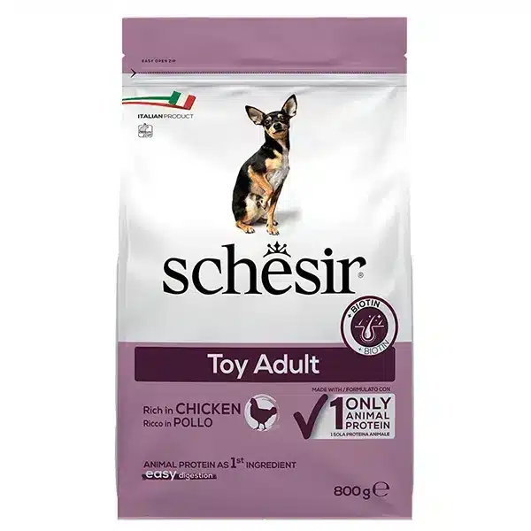 Сухий корм для дорослих собак мініатюрних порід Schesir Dog Toy Adult з куркою