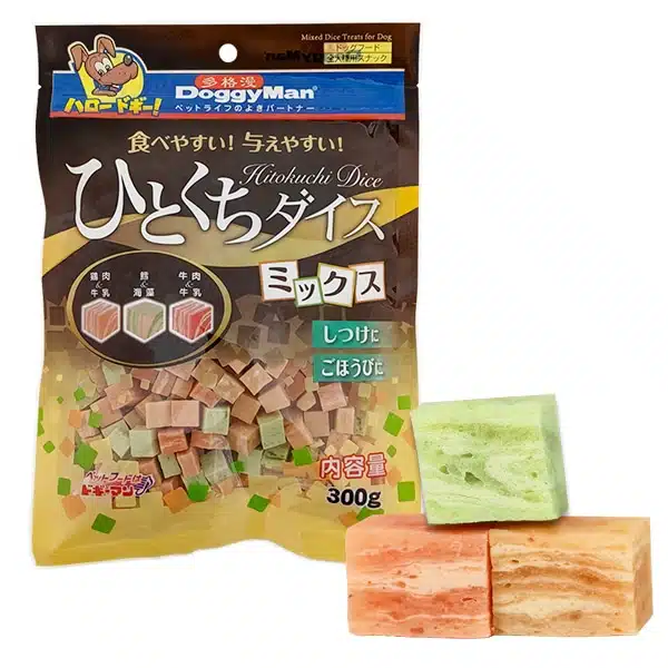 Ласощі для собак DoggyMan Mixed Dice Treats кубики мікс курка/яловичина/тріска, 300 г