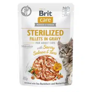 Вологий корм для стерилізованих котів Brit Care Cat Sterilized з лососем і тунцем, 85 г