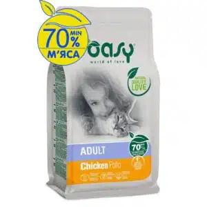 Сухий корм для дорослих котів Oasy Lifestage Adult з куркою