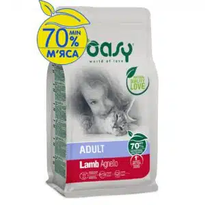 Сухий корм для дорослих котів Oasy Lifestage Adult з ягням