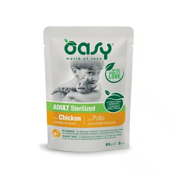 Вологий корм Oasy Adult Sterilized з куркою для стерил. котів, 85 г
