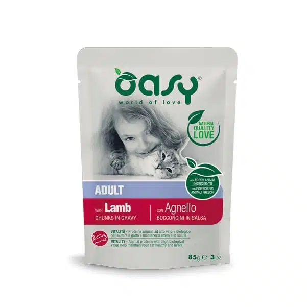 Вологий корм Oasy Adult з ягням для дорослих котів, 85 г