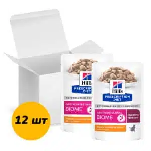 Вологий корм для котів Hill's Prescription Diet Gastrointestinal Biome з куркою, 12 шт по 85 г