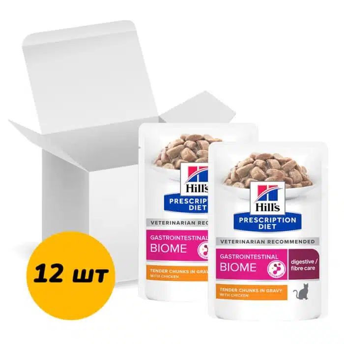 Вологий корм для котів Hill’s Prescription Diet Gastrointestinal Biome з куркою, 12шт x 85 г