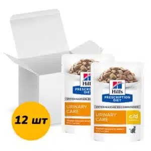 Вологий корм для котів Hill's Prescription Diet c/d з куркою при сечокам'яній хворобі, 12 шт по 85 г