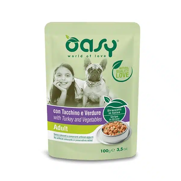 Вологий корм для дорослих собак Oasy One Protein Formula Adult з індичкою та овочами, 100 г