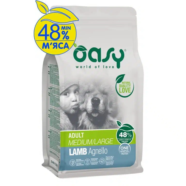 Сухий корм Oasy One Animal Protein Adult Medium/Large для собак з ягням