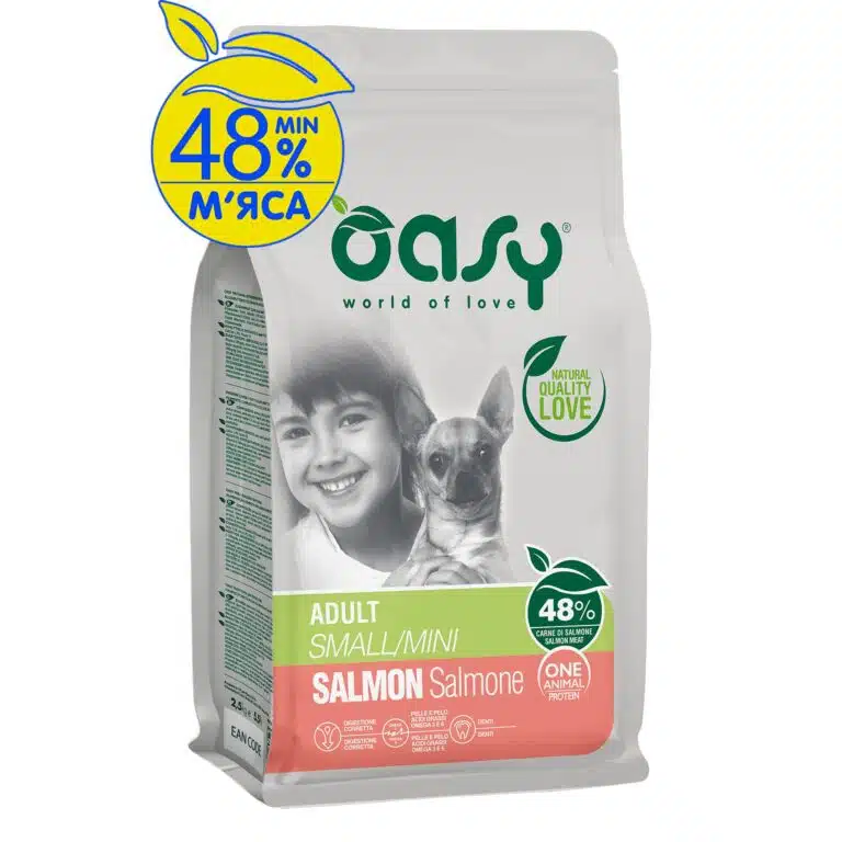 Сухий корм Oasy One Animal Protein Adult Small для собак малих порід з лососем