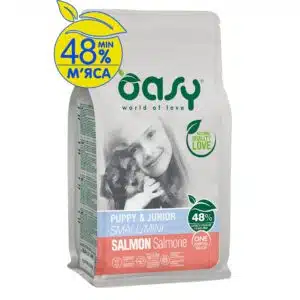 Сухий корм Oasy One Animal Protein Puppy Small для цуценят малих порід з лососем
