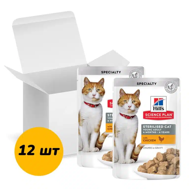 Корм Hill's Science Plan Young Adult Sterilised з куркою для котів, 12 шт x 85 г