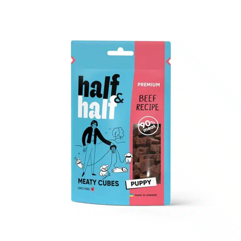 Ласощі Half&Half кубики з яловичиною для цуценят, 100 г
