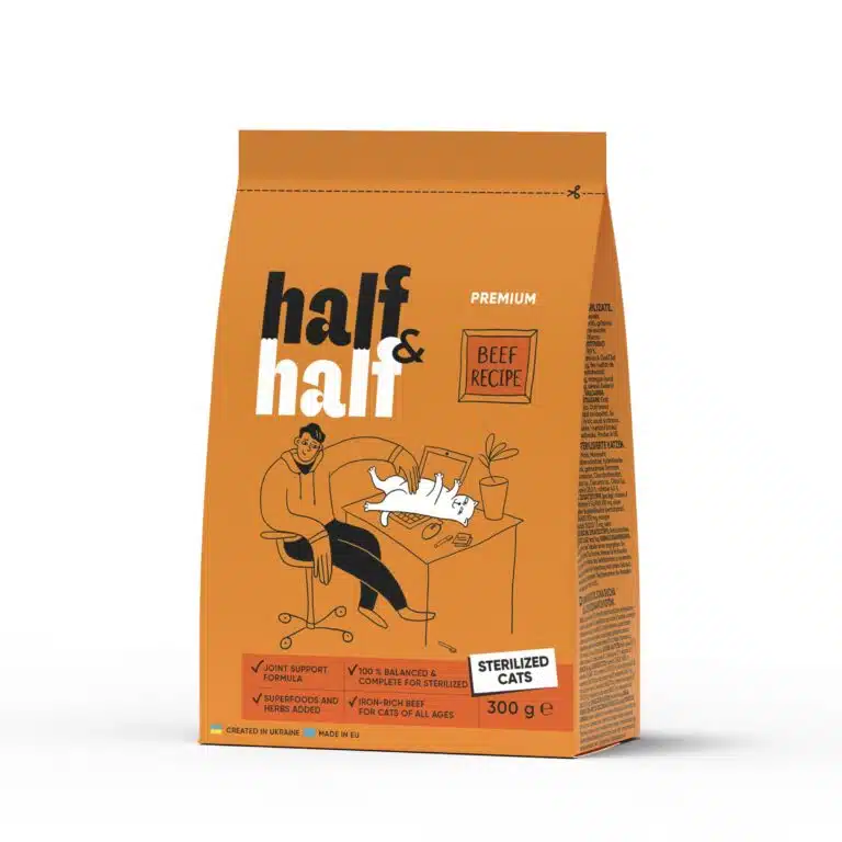 Сухий корм Half&Half з яловичиною для стерилізованих котів