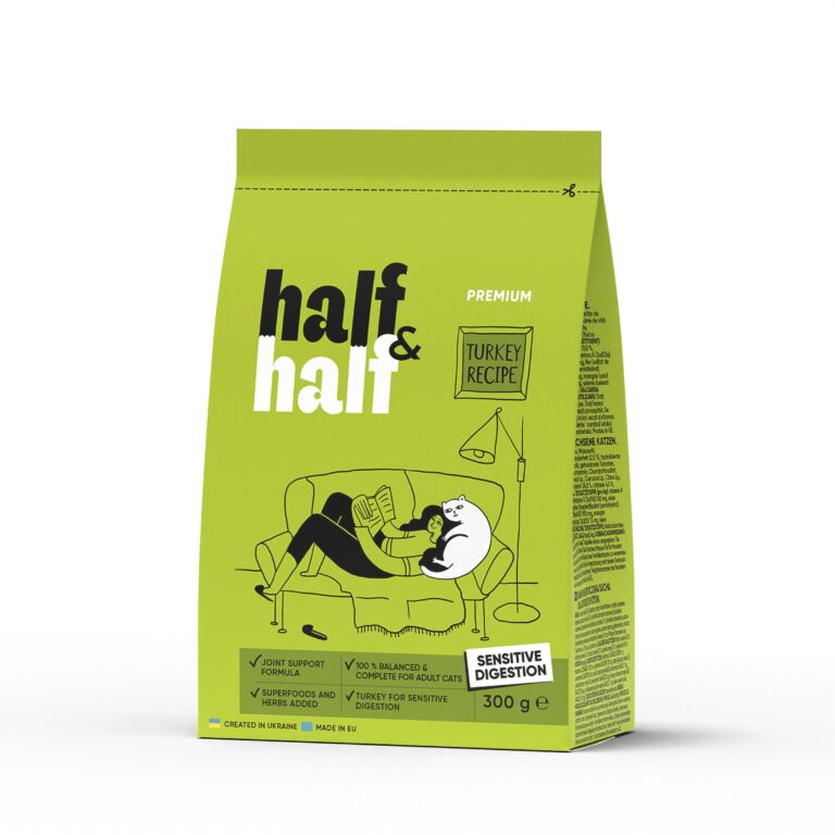 Сухий корм Half&Half з індичкою для котів з чутливим травленням