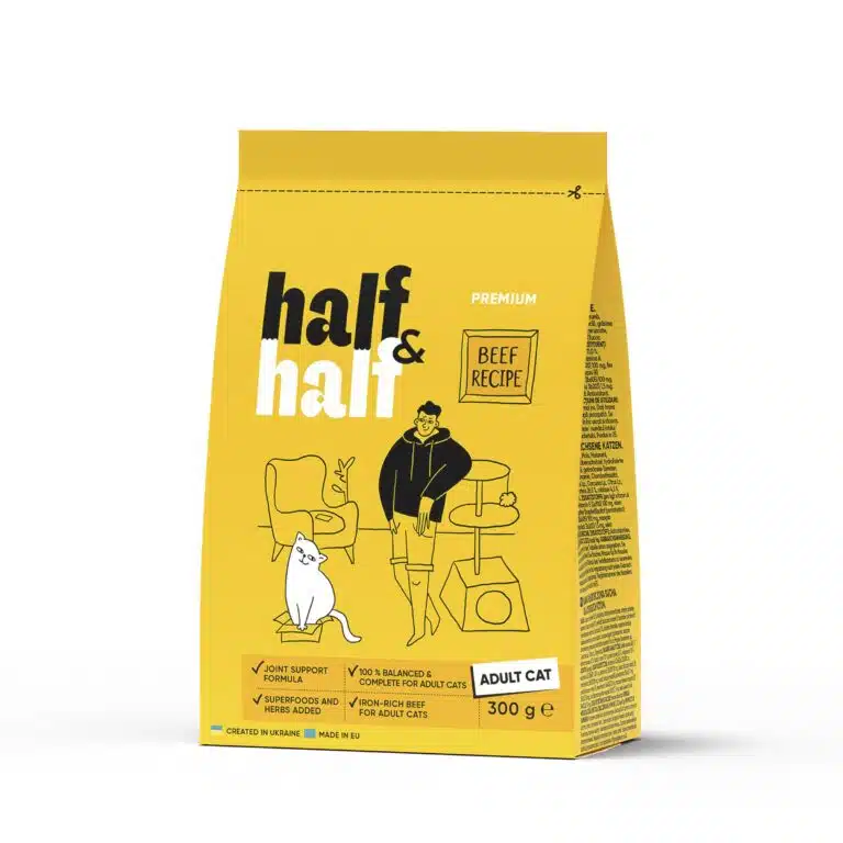 Сухий корм Half&Half для дорослих котів з яловичиною