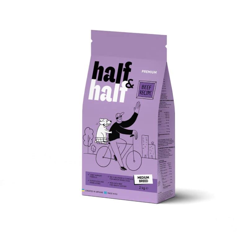 Сухий корм Half&Half для дорослих собак середніх порід з яловичиною