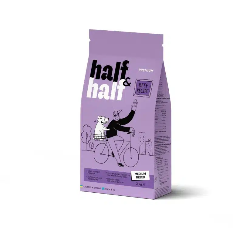 Сухий корм Half&Half для дорослих собак середніх порід з яловичиною