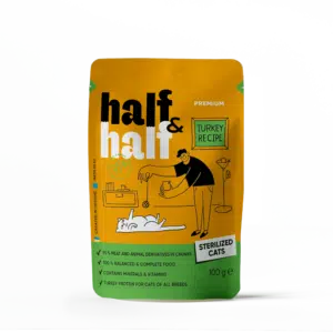 Вологий корм Half&Half з індичкою для стерилізованих котів, 100 г