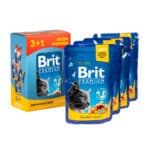 Набір паучів "3+1" для котів Brit Premium з лососем та фореллю, 4 х 100г