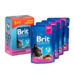 Набір паучів "3+1" для котів Brit Premium з куркою та індичкою, 4х100г