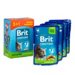 Вологий корм для стерилізованих котів Brit Premium з куркою, 4×100 г