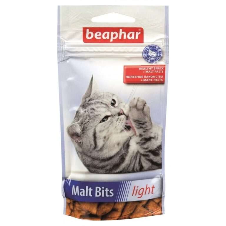 Ласощі Malt Bits Light низькокалорійні подушечки з мальт-пастою для котів, 35 г