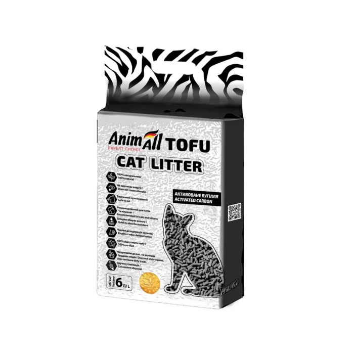 Соєвий наповнювач для котів AnimAll Tofu Carbon Activ з активованим вугіллям
