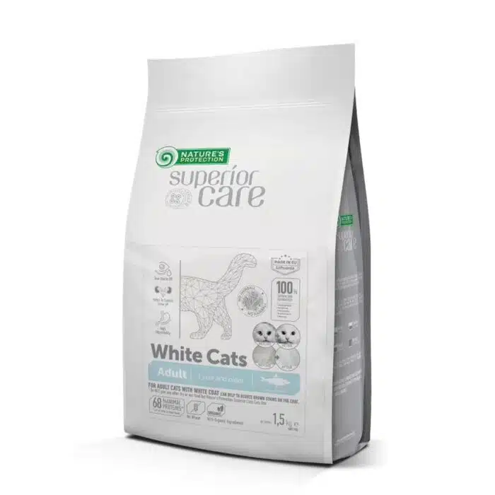 Беззерновий корм для дорослих котів з білою шерстю Superior Care White Cats з оселедцем